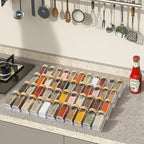 Suneerplay Spice Drawer Organizer 8 Tier, Acrylic Seasoning Organizer Rack, Clear Spice Rack Tray, Kitchen Seasoning Jars Drawers Insert (Jars Not Included/Expandable From 13" to 26")