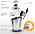 LEBENLANG Stainless Steel Electric Orange Juicer 600W I Incl. Stainless Steel Cone & BPA-Free | Electric Juicer Citrus Press Fruit Press I High Juice Yield for Oranges & Lemons