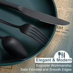 Briout Matte Black Silverware Set, Stainless Steel Cutlery Set Service for 4, Black Flatware Utensil Set Include Fork Knife Spoon for Kitchen Home Restaurant, Premium Tableware