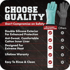 KITCHEN PERFECTION XL Silicone Smoker Oven Gloves -Extreme Heat Resistant BBQ Gloves -Handle Hot Food Right on Your Grill Fryer & Pit | Waterproof Oven Mitts Grill Gloves |Superior Value Set+3 Bonuses