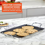 IMUSA Ceramic Nonstick, Stovetop Double Burner Griddle with Metal Handles, 19-Inch, Black