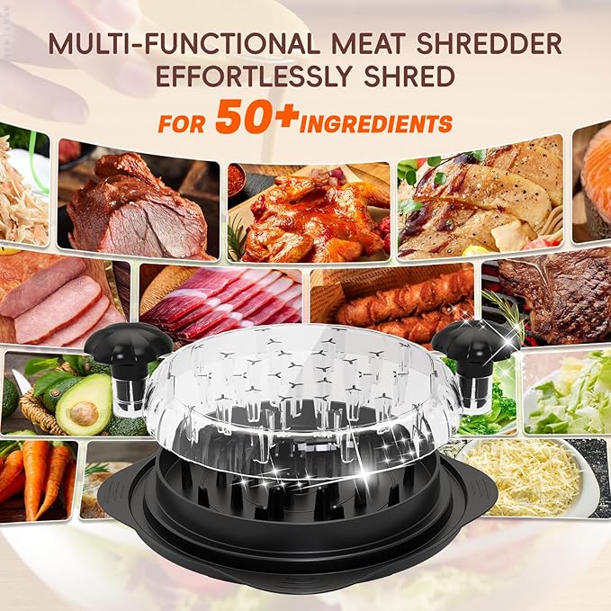 XL Chicken Shredder, Large Pro Meat Shredder Tool Twist with Ergonomic Handle, Strong Non-Slip Base, Dishwasher Safe, Kitchen Chicken Grinder for Ground Food, Vegetables, Black