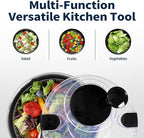 Stainless Steel Salad Spinner, 4.8 Qt Vegetable Washer, BPA-Free Lettuce Dryer with Crank Design, Dishwasher Safe, Non-Slip Base - Transparent Lid