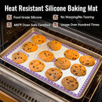 Silicone Pastry Mat with 10 Useful Recipes, Silicone Mat for Baking, Dough Rolling,Bread, Cookie, Macaron, Pizza, Surdough, Non Slip Silcone Mat for Counter, Baking Suppliers Essential