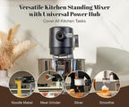 Stand Mixer All Metal - Heavy Duty Kitchen Standing Mixer 5.3 Quart with 4 Stainless Steel Attachments, DC Motor & Multifunctional Power Hub, 8-Speed & Timer, Lower Noise (Black)
