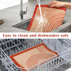 Extra Thick Silicone Pastry Mat Large for NonStick Silicone Baking Mat with Measurement，for Kneading, Fondant/Counter Pad, Dough Rolling, Silicon Cookie Sheet, Pie Crust Bake(16×24, Red)