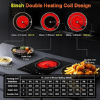 Dual Coils Design of Single Burner Electric Cooktop, 1800W Infrared Ceramic Hot Plate for Cooking, Portable Countertop or Built-in Radiant Stove Top Cooker, Compatible with All Cookware