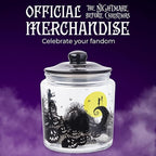 Silver Buffalo Disney Tim Burton Nightmare Before Christmas Moon Hill Graveyard Scene Jack Skellington and Sally Glass Cookie Snack Candy Jar with Lid (Small)