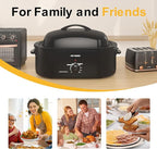 18 Quart Roaster Oven with Self-Basting Lid, Large Electric Turkey Roaster Oven with Defrost & Warm Function, Adjustable Temperature, Removable Pan & Rack, Stainless Steel, Black