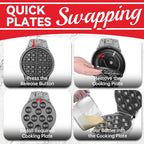 Thick Belgian Waffle Maker with 3 Removable Plates, 7” Non Stick Belgian Waffle Iron Removable Plates, 3 in 1 Mini Donut Maker Machine, Cake Pop Maker Machine Set with Accessories & Tools