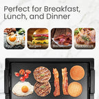 Indoor Grill & Electric Griddle, 1800W 20-Inch XL Nonstick Electric Skillet Griddle with Adjustable Temperature & Drip Tray, Easy to Clean – For Breakfast, Pancakes, Eggs, Teppanyaki