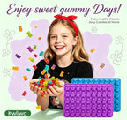 4 pcs Large Gummy Bear Molds 5 ML, BPA-FREE Silicone Chocolate Candy Gummy Molds with 4 Droppers and Cleaning Brush 140 Cavity