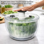 Good Grips Salad Spinner 6.3 Qt – Large Lettuce Spinner & Salad Cleaner with Bowl & Lid, Fruit Washer, Vegetable Cleaner, Strainer Bowl, Fast Drying Multipurpose Kitchen Tool