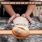 Silicone Bread Sling for Dutch Oven, Non-Stick & Easy to Clean Bread Baking Mat Set, 2 Pcs Reusable Bread Sling with Long Handle to Transfer Sourdough (Orange, Oval and Round)