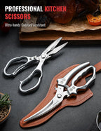 Emojoy 2-Piece Kitchen Scissors Set with Poultry Shears, Japanese Stainless Steel Kitchen Shear, All Purpose Scissor for Food, Chicken Bones, Dishwasher Safe