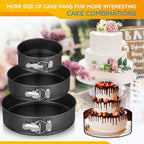 HIWARE Springform Pan Set of 3 Non-stick Leakproof Round Cake Pan Set Includes 3 Pieces 6" 8" 10"