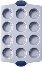BRONYPRO 12-Cup Non Toxic Nonstick Ceramic Muffin Pan & Cupcake Tin, PFOA & PFOA Free, Heavy Duty Rust-Resistant Aluminized Steel, Oven Safe, Blue