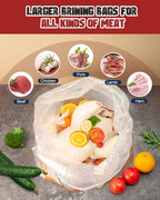 Turkey Brine Bag, 26"×22", 2 Pack, Extra Large Brining Bags for Thanksgiving Turkey, Chicken, Beef, Fish, Pork - Holds up to 35lbs, Double Zipper Heavy Duty Brine Bag with 2 Cotton Strings & Clips