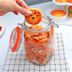 Encheng 50oz Glass Jars with Clamp Lids,Set of 4,1500ml Square Wide Mouth Mason Jars with Airtight Lids,Large Glass Storage Container with Clip Lids for Kitchen,Flour,Pasta,Beans