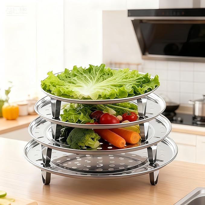 Stainless Steel Steamer for Cooking ，Multipurpose Steaming Rack Stand for Stock Pot, Pressure Cooker & Canning - Ideal for Tamales, Vegetables, Baking & Daily Cooking Needs