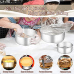 E-far Cake Pan Set of 3 (4’’/6’’/8), Deep Stainless Steel Round Cake Pans Tins for Wedding Birthday, Non-toxic & Dishwasher Safe, Mirror Finish & Straight Side