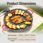 Non-Stick Electric Indoor Grill Pan, Large Round Electric Griddle & Smokeless Korean BBQ Grill Indoor - fast heating, portable, for burgers, pancakes & stovetop use (Large)