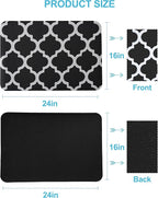 Dish Drying Mat for Kitchen Counter, 16"x24" Dish Drying Pad with Non-slip Rubber Backed, Hide Stain Anti Absorbent for Kitchen Counter, Drying Mat for Coffee Machine Dish Rack (Black Trellis)
