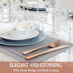36 Pcs Rose Gold Silverware Set with Steak Knives Service for 6,Stainless Steel Flatware Set,Mirror Polished Cutlery Utensil Set, Kitchen Eating Tableware,Include Fork Knife Spoon Set,Dishwasher Safe