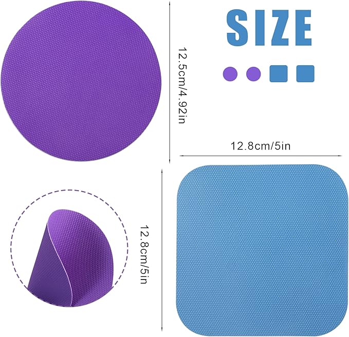 LUTER 4pcs Jar Opener, Rubber, Multi-function Silicone Bottle Opener for Seniors with Weak Hands Lid Cap Gripper Pads Kitchen Coasters Gadgets(Blue, Purple)
