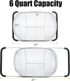 Suwimut 2 Pack Over the Sink Oval Colander for Kitchen, Stainless Steel Fine Mesh 6 Quart Strainer Basket with Expandable Rubber Grip Handles for Straining, Draining, Rinsing Fruits, Vegetables