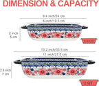 Ceramic Casserole Dishes for Oven, Hand-painted Polish Pottery Baking Dish Set of 2, 0.8QT / 2QT Porcelain Casserole Dishes with Handles, Baking Pan Lasagna Pan, Gift for Family/Friend (Red)