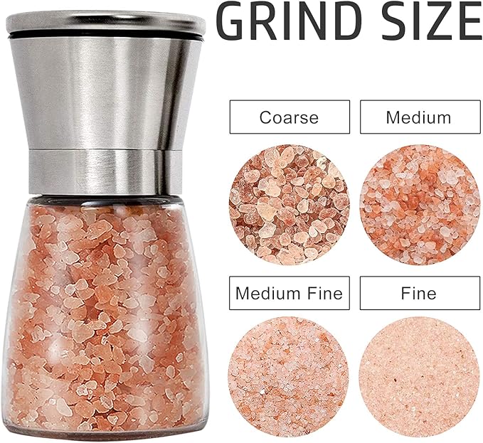 Gulex Pepper Grinder Pepper Mill, Salt Grinder Refillable,(Single Package) Adjustable, Stainless Steel Sea Salt Shaker with Ceramic Rotor (1 pack)