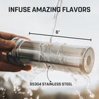 Vesmoon Vessence 32 Oz Stainless Steel Tea Infuser Bottle for Loose Leaf Tea, Water, Herbs, Fruits - Triple Layered Insulated, Leak Proof Bottle with Lid and Clip Handle - 24 Hours Hot/Cold