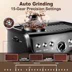 MIROX Espresso Machine 15 Bar, Coffee Maker With Milk Frother Steam Wand, Built-In Bean Grinder, Combo Cappuccino Machine with 70oz Removable Water Tank (ABS high-strength plastic shell)
