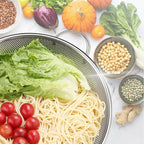 Gulex Colander Stainless Steel 5-Quart, Metal Strainers with Base, Strainer for Kitchen Food, Dishwasher Safe