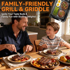 Baker’s Friend Indoor Searing Grill & Griddle, Electric Griddle with 2 in 1 Indoor Grill and Griddle Plate Indoor Grill with Removable Plate & Lid, Silicone Mold, Dishwasher Safe, Graphite