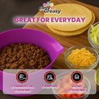 3-Piece Colander Grease Strainer Set – Purple Grease Separator with Handle, Container & Lid – Strains Bacon, Pasta, Ground Beef – BPA-Free Kitchen Gadget