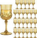 Plastic Wine Glasses, Plastic Goblets Vintage Style Cordial Unbreakable Drinking Glasses, Reusable Drinkware for Wedding Reception, Grand Event Party Supplies (24, Gold)