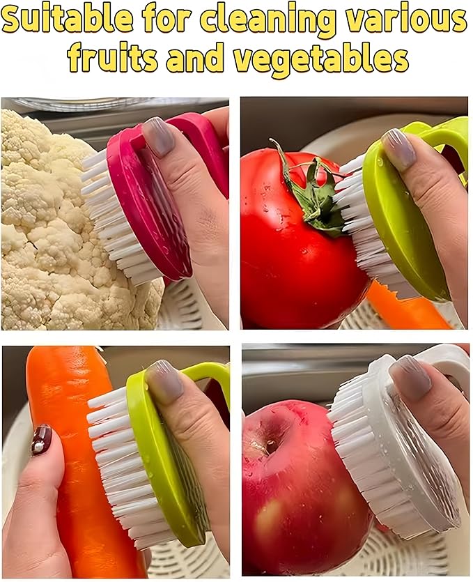 Vegetable Scrubber Brush- 3 Pack Fruit and Vegetable Brushes,Vegetable Brush Scrubber for Food,Veggie Wash Brush with Stiff Bristles Vegetable Cleaner Brush for Fruits,Potatoes,Carrots & More