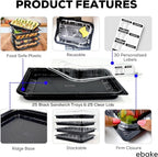 25 Pack Catering Trays with Lids – 15" Serving Tray with Lid, Heavy Duty Recyclable Plastic Party Platters for Catering, Buffet, Picnics & Events – Food Tray with Clear Lid (15.35 × 11.42 × 2.95 inch)