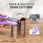 Zulay Kitchen Heavy Duty Stainless Steel Can Opener Manual with Bottle Opener - Rust Proof Manual Can Opener With Turn Knob & Comfy Soft Grip Handles - Lavender