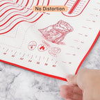 Silicone Baking Mat with Measurements, Pastry Mat for Rolling Out Dough Non-Slip Extra Large, Red, 20" x 28", Fondant Mat