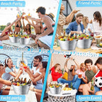meekoo 6 Pcs Plastic Ice Buckets Bulk with Handles 4.5L Oval Storage Tub Large Capacity Ice Drink Bucket for Easter Summer Party Bar Wine Beer Champagne Beverage Bottle Cooler(4.5 L,Metal)