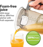 Hamilton Beach Juicer Machine, Centrifugal Extractor, Big Mouth 3" Feed Chute, Easy Clean, 2-Speeds, 40 oz. BPA Free Pitcher, 850 Watt Motor, Silver (67850)