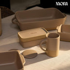 Mora Ceramic Baking Dish with Handles For Casserole, Lasagna, Gratin, Broiling, Roasting, and Baking. Large 9x13 in Pan, Extra Deep - Porcelain Serving Bakeware from Oven to Table. Freezer Safe - Mushroom