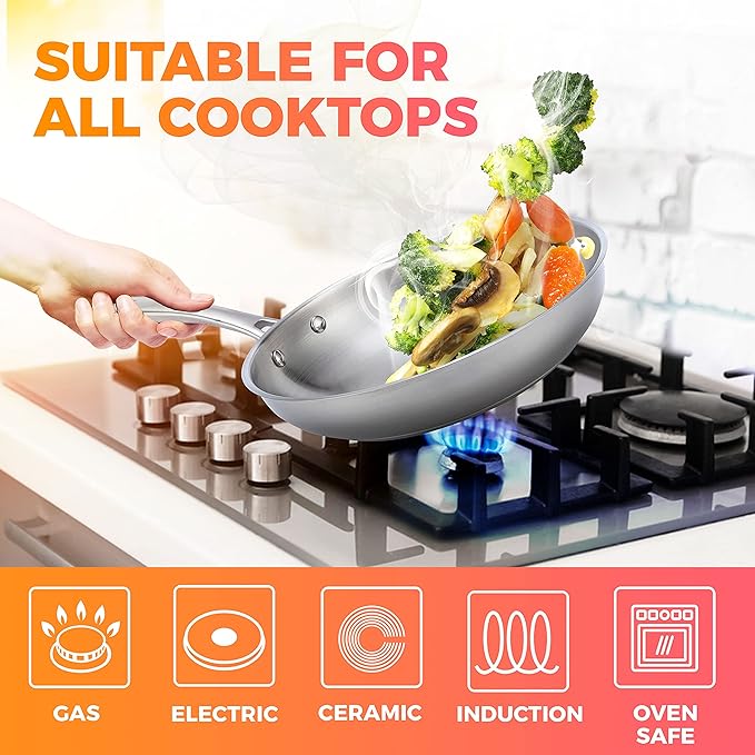 Mueller Pots and Pans Set 11-Piece, Ultra-Clad Pro Stainless Steel Cookware Set, Ergonomic and EverCool Stainless Steel Handle, Includes Saucepans, Skillets, Stockpot, Saute Pan, Steamer