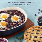 CorningWare Ceramic Bakeware Set with Lids Chip and Crack Resistant Stoneware Baking Dish, Microwave, Dishwasher, Oven, Freezer and Fridge Safe, 10-Piece French Navy