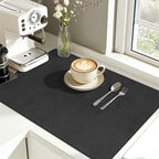 Findosom Dish Drying Mat, 16"x 24" Super Absorbent & Hide Stain Coffee Mat, Cuttable Drying Mat for Kitchen Counter, Coffee Bar Accessories, Under Dish Rack, Coffee Maker, Espresso Machine, Black-2