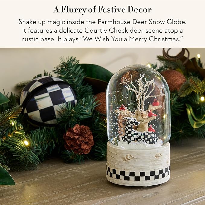 MACKENZIE CHILDS Snow Globe, Christmas Decor for Living Room, Farmhouse Deer
