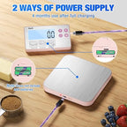 33lb Rechargeable Kitchen Scale, Diyife 304 Stainless Steel Food Scale with Detachable Display, 1g/0.1oz Precise Graduation, Magnetic, Backlit LCD, Tilt Stand, for Baking, Cooking, Meal Prep (Pink)